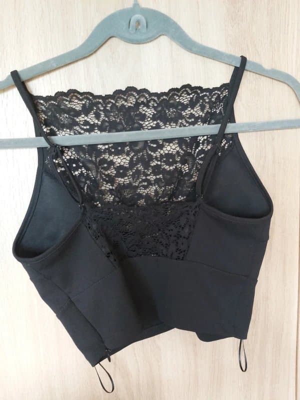 Bershka Bershka size S Black Lace Crop Top