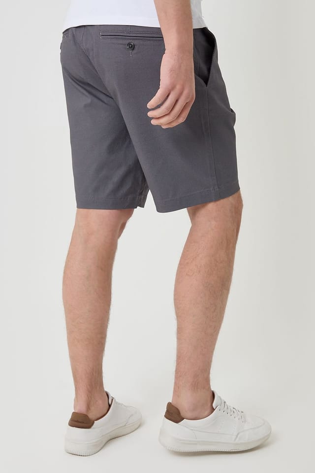 Threadbare Threadbare Men's Patterned Stretch Chino Shorts with Belt in Dark Grey - 2