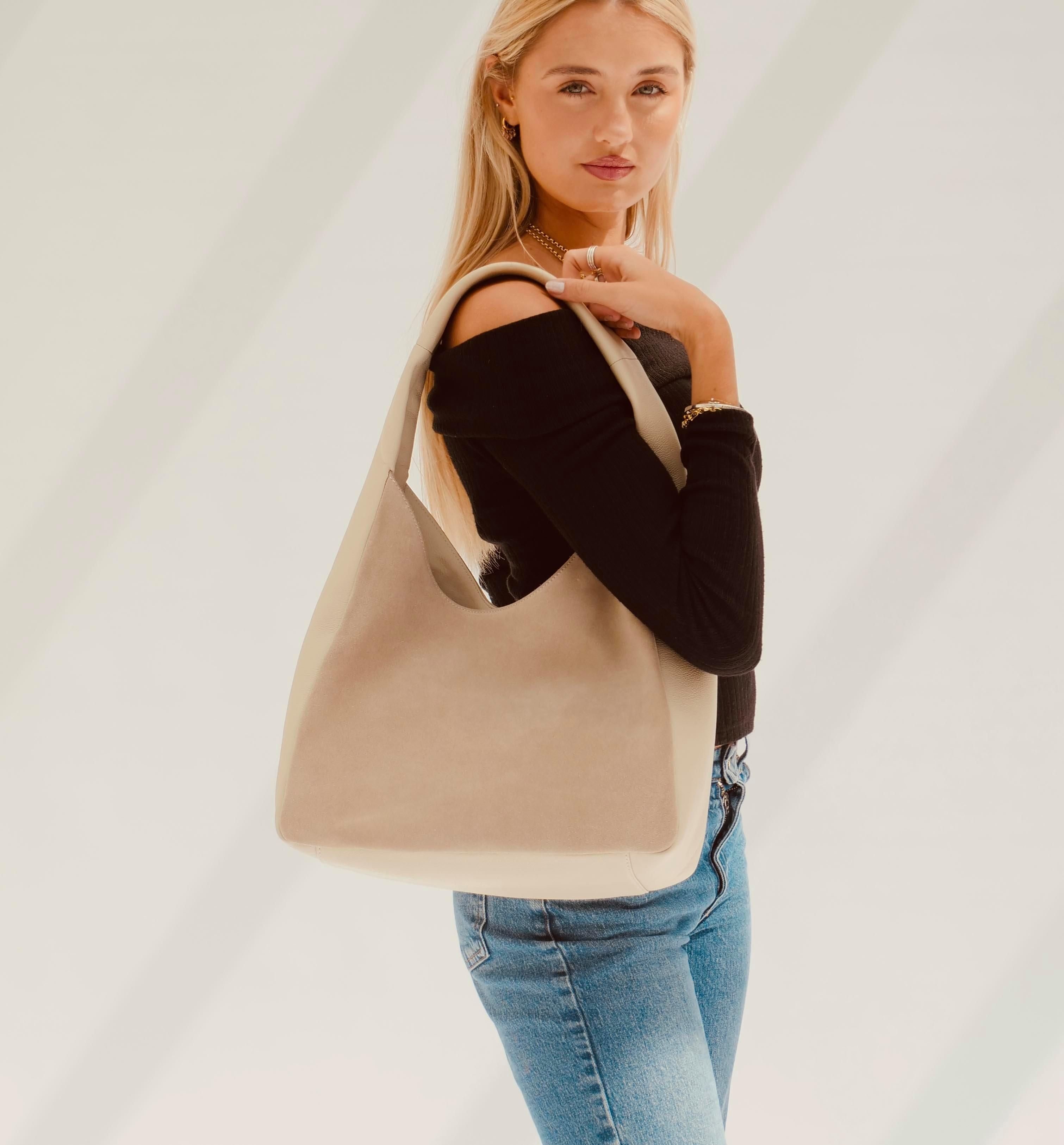 Apatchy London Apatchy London Women's The Henry Leather & Suede Hobo in Stone - 2