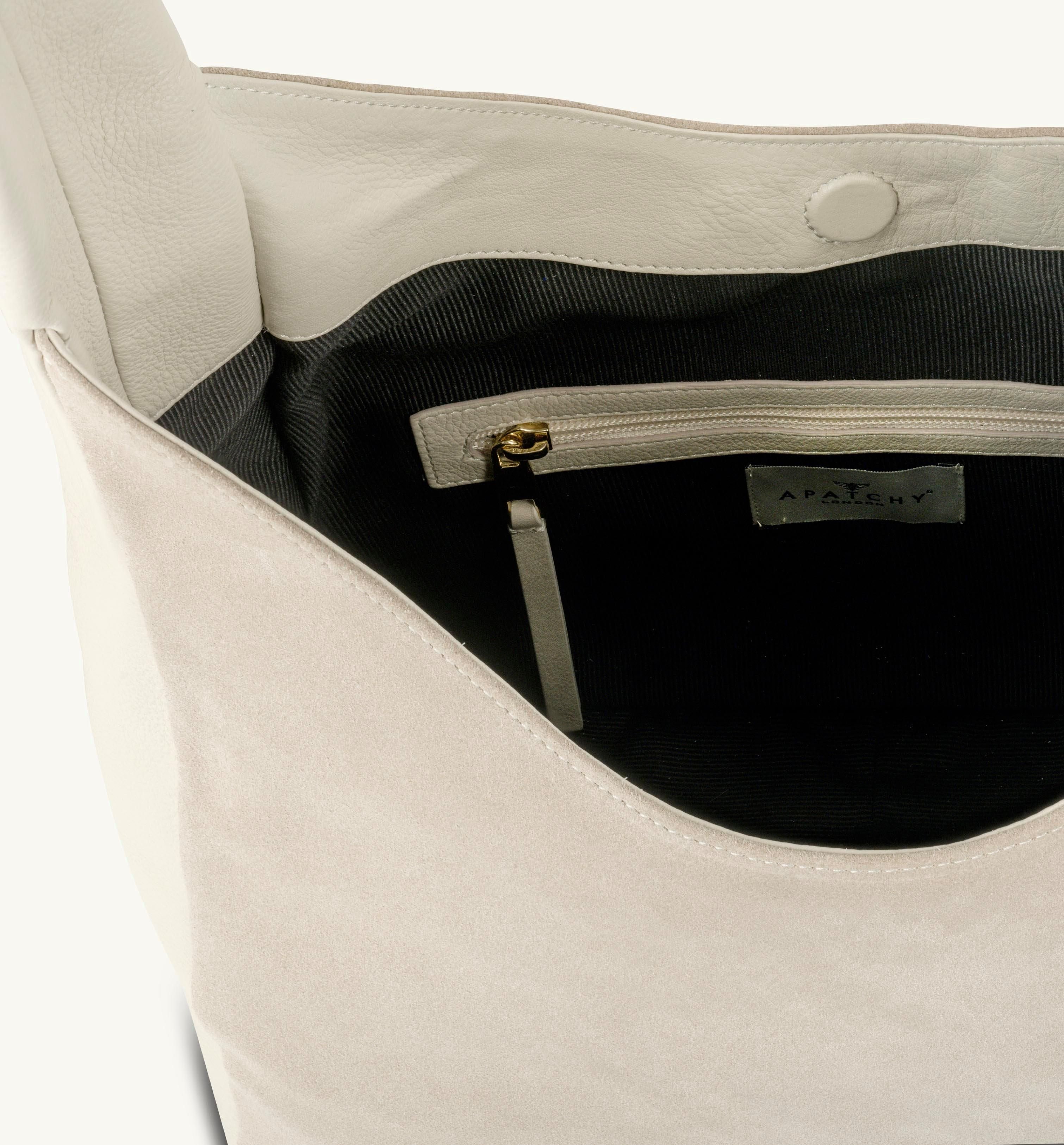 Apatchy London Apatchy London Women's The Henry Leather & Suede Hobo in Stone - 4