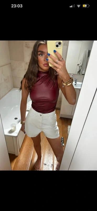 ASOS ASOS Burgundy Leather look top