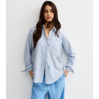 New Look Women's Blue Seaside Bead Embellished Long Sleeve Shirt New Look - 1