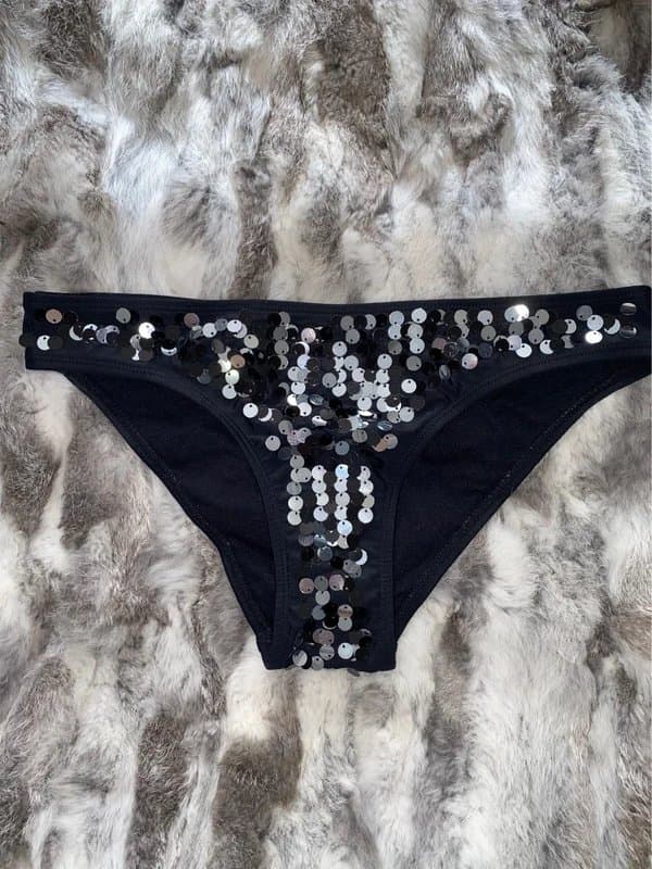 New Look Womens New Look Black and silver sequin embellished bikini bottoms size UK 8