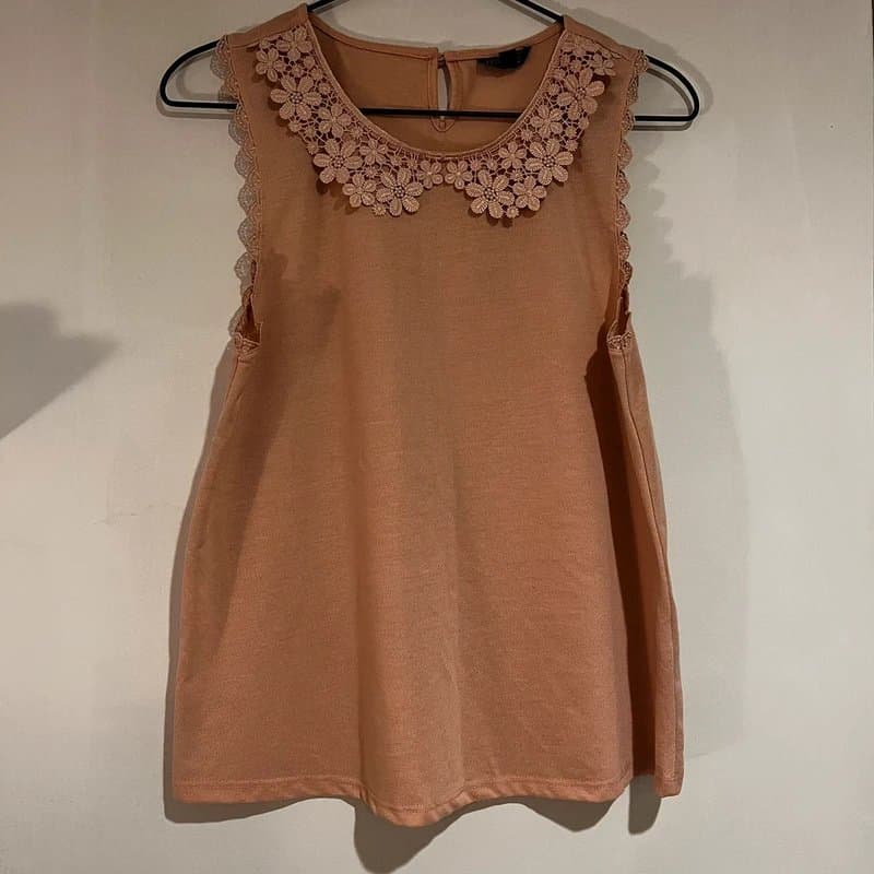 Topshop Topshop Lace Collar Sleeveless Top in Dusty Rose