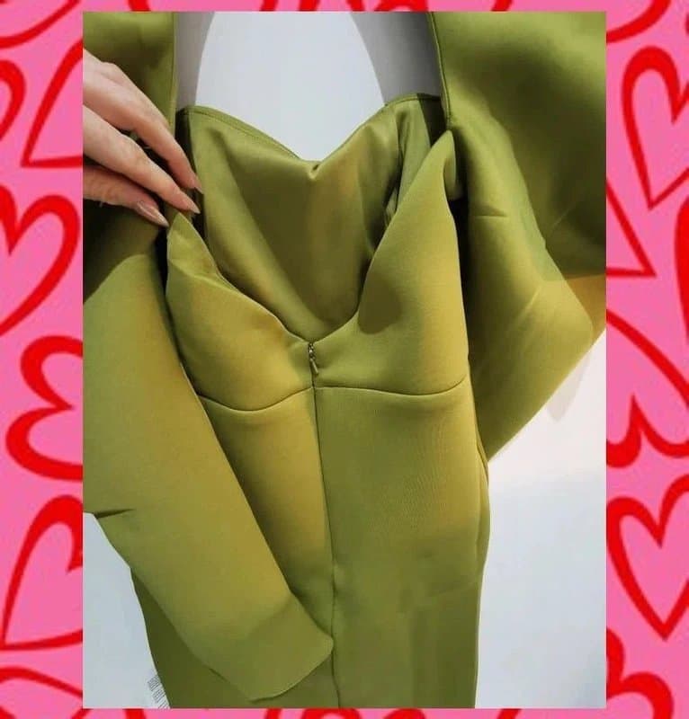 ASOS Asos design puff sleeve mini dress olive green christmas party uk 10 bnwt new year festive