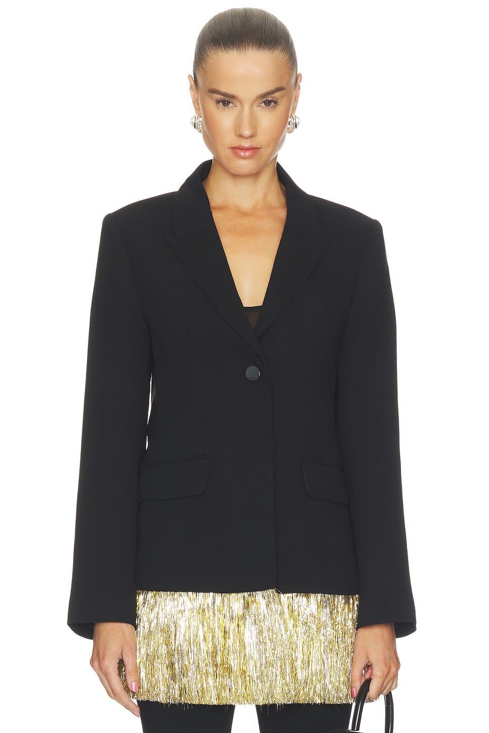 revolve Odette Crepe Fringe Blazer