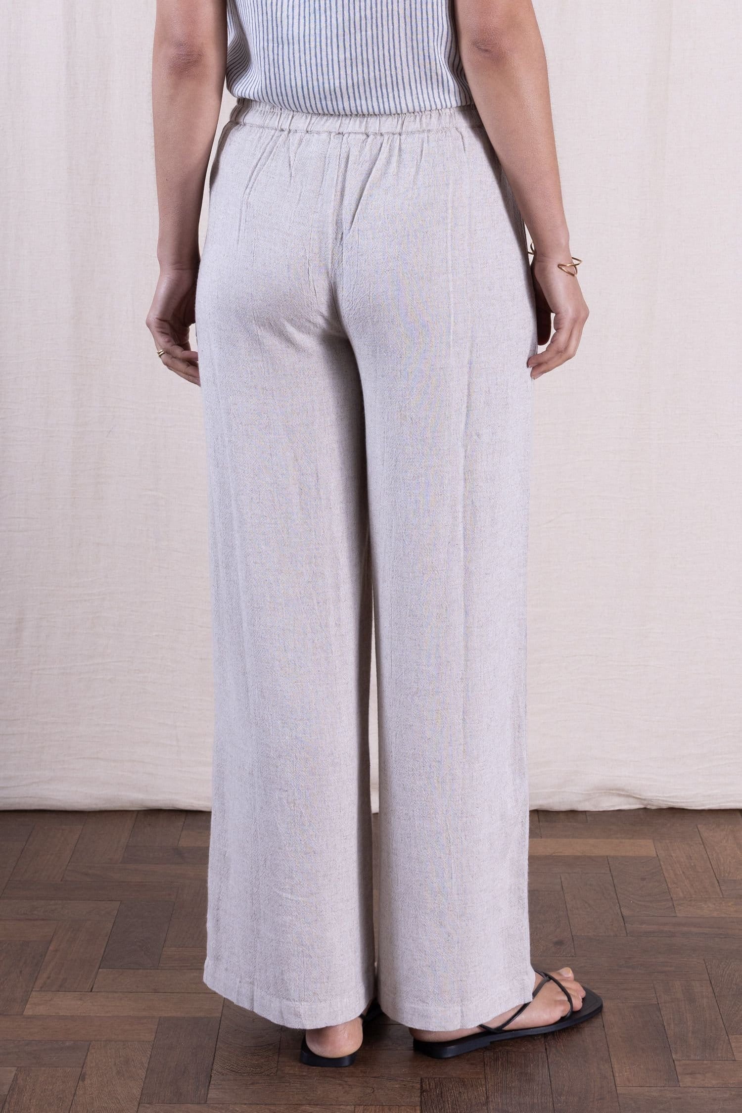 Nomads Clothing Nomads Clothing Women's Women Linen Wide Leg Plain Trousers in Natural - 4
