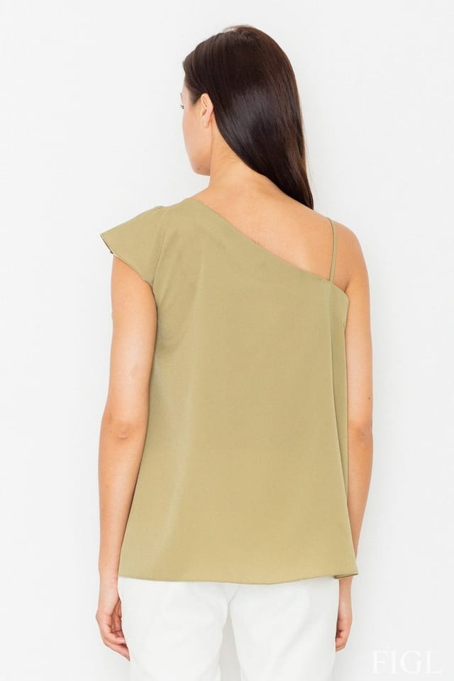 Love Lace Love Lace Women's Smooth Polyester Frill Belly Exposed Blouse in Green - 2