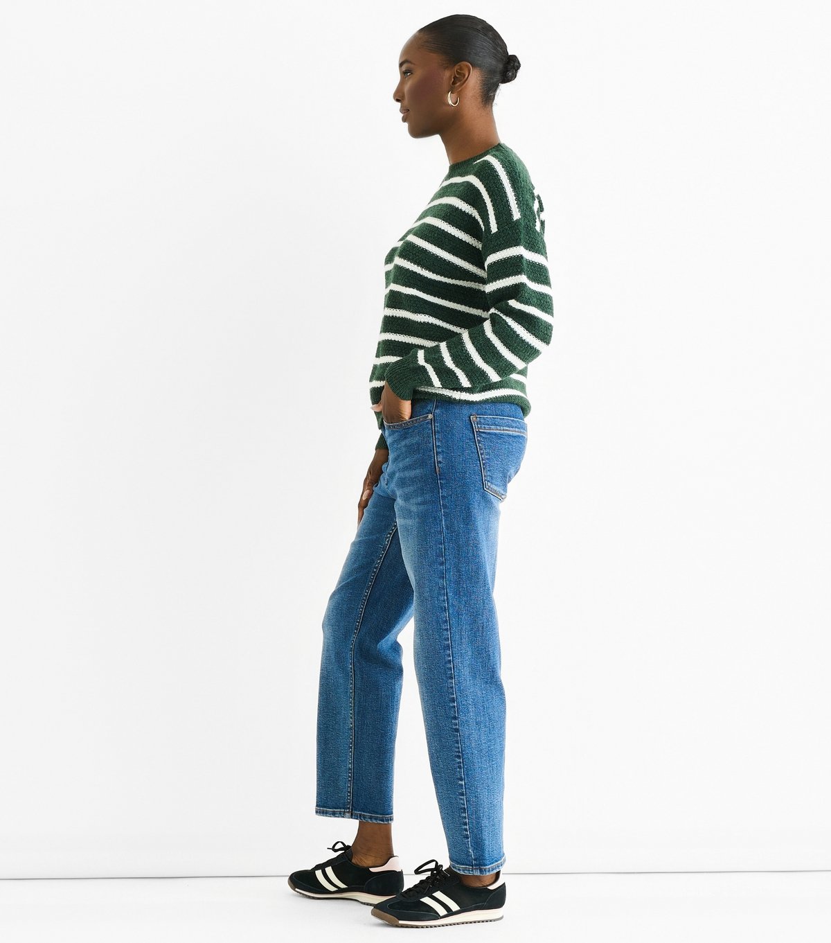 Gini London Women's Green Striped Oversized Jumper Gini London New Look - 3