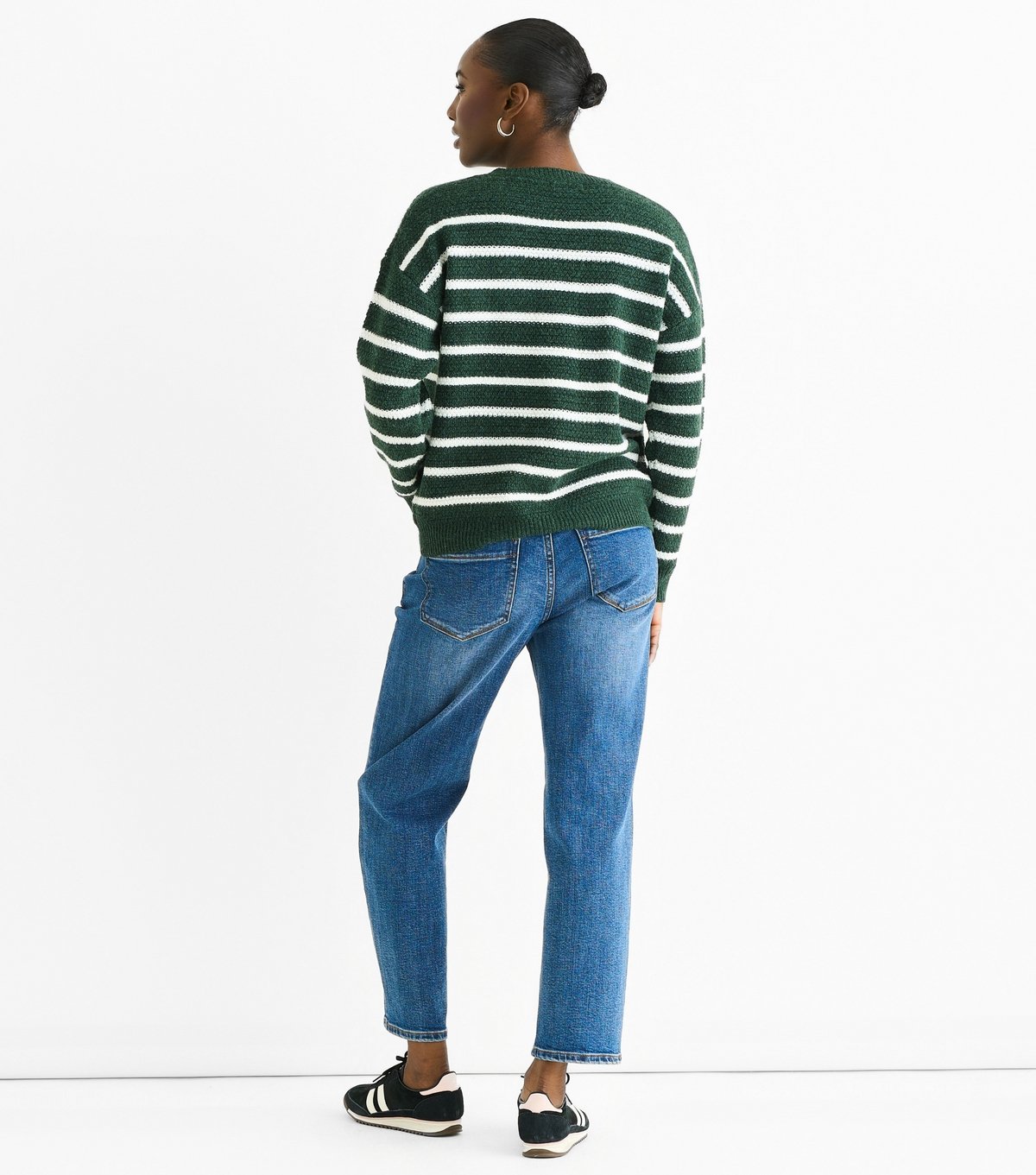 Gini London Women's Green Striped Oversized Jumper Gini London New Look - 4