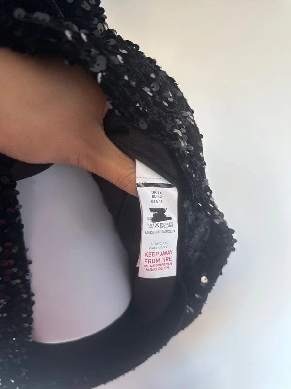 New Look New (shop floor) New Look Black Soft Sequin Mini Dress - Size UK 14 - 1