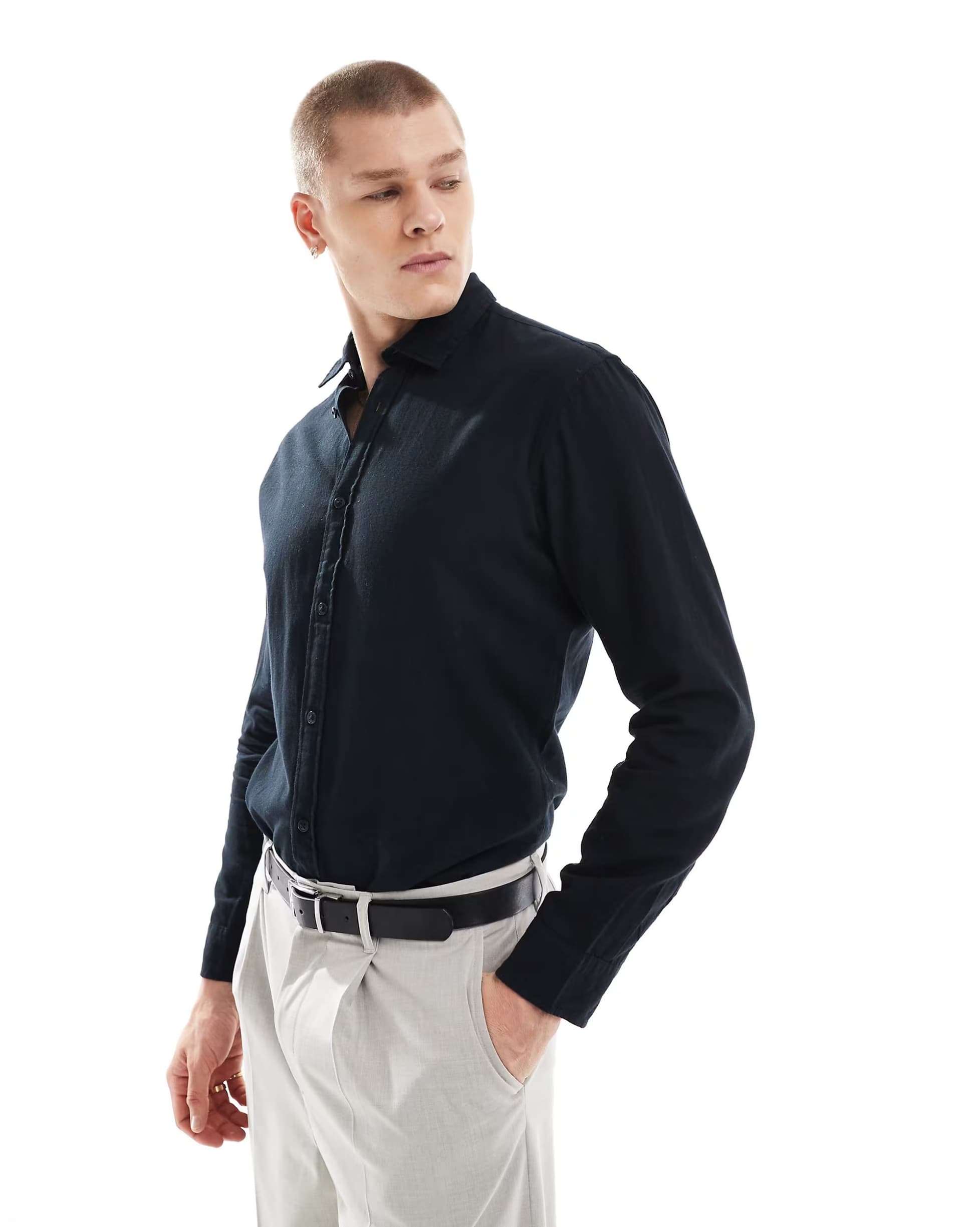 ASOS Jack & Jones Premium slim fit shirt in black