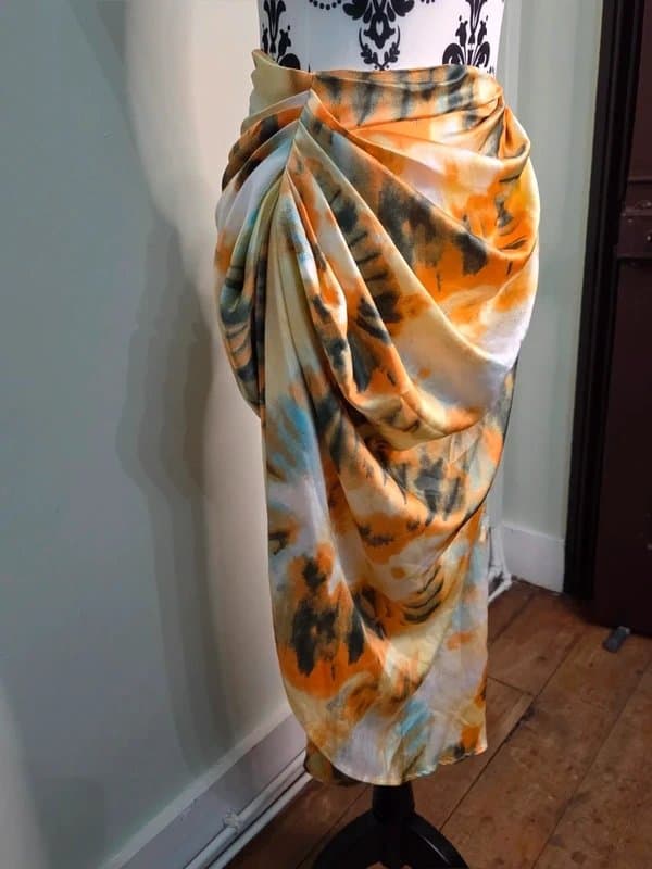 PrettyLittleThing PrettyLittleThing Orange Tie dye ruched Side midi skirt UK 8 BNWT