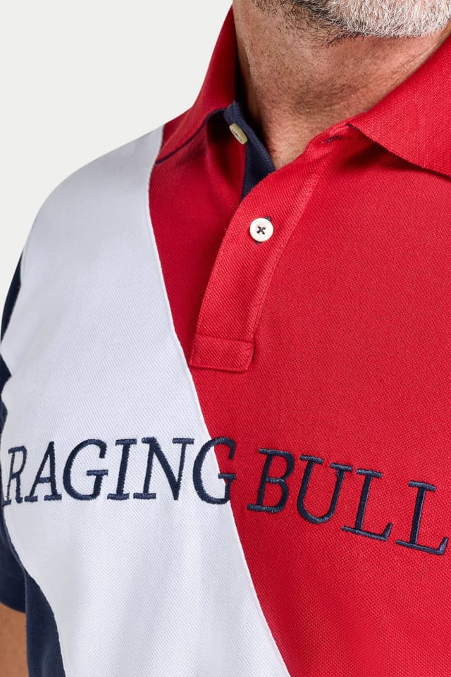 raging bull Raging Bull Men's Contrast Sleeve Pique Polo in Navy - 3