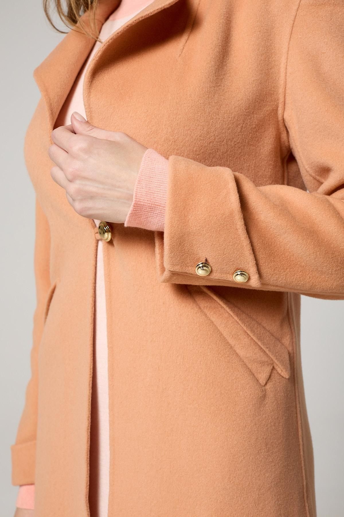 K-Win London K-Win London Women's Cashmere Blend Wool Coat in Light Brown - 3