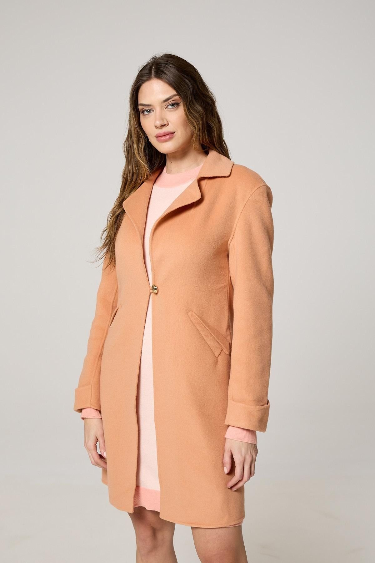 K-Win London K-Win London Women's Cashmere Blend Wool Coat in Light Brown - 4