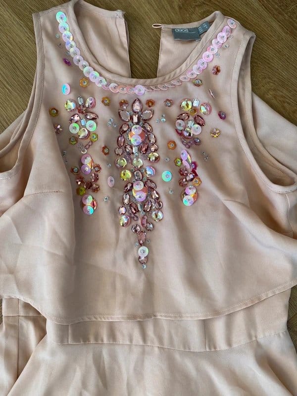 ASOS Pretty embellished ASOS pale pink dress, 10 - 1