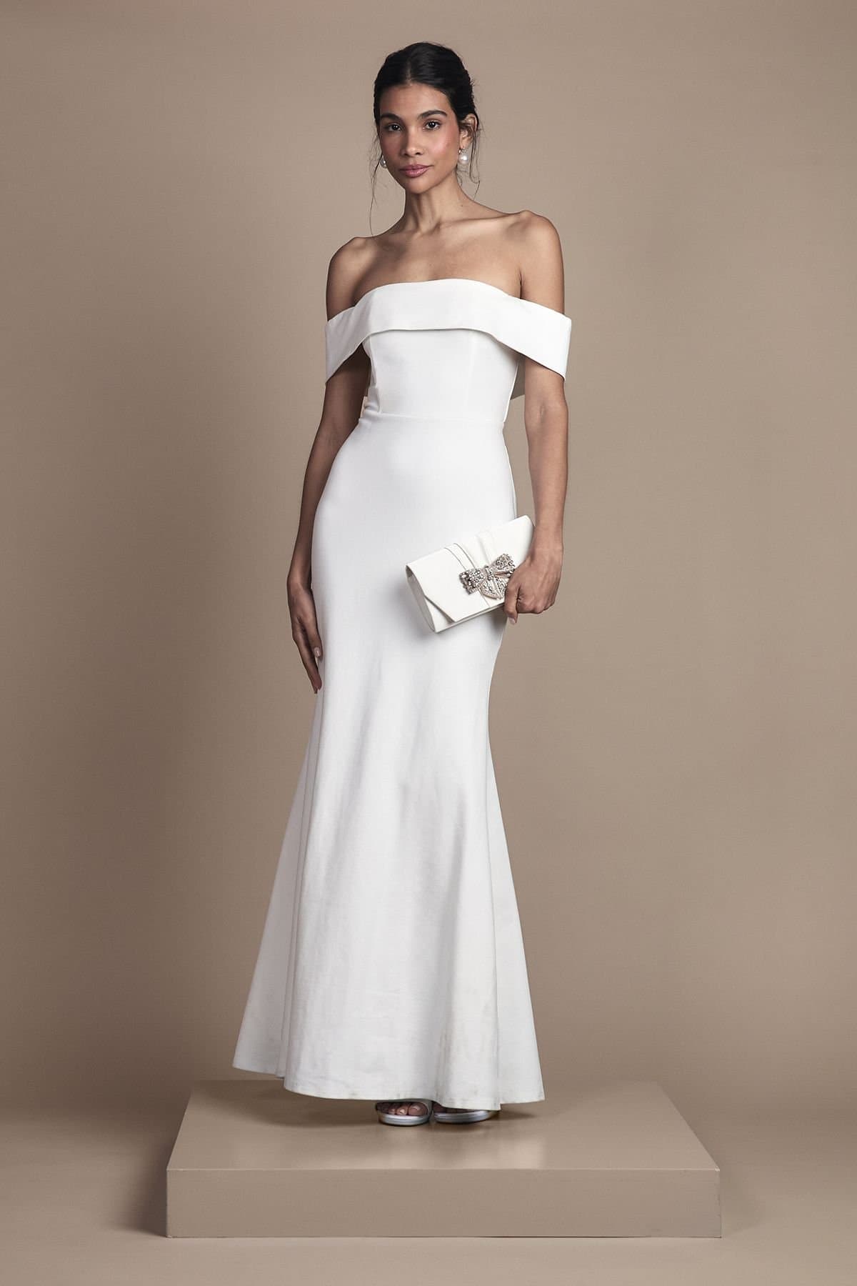 Coast Coast Women's Ponte Bardot Maxi Wedding Dress in Ivory