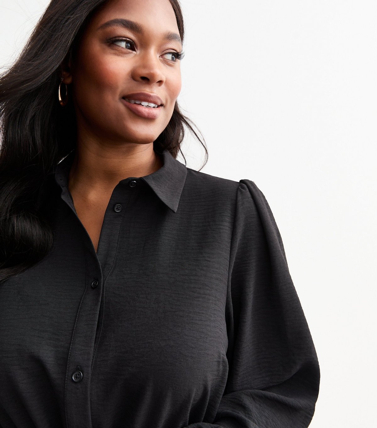 New Look Women's Plus Size Black Drawstring Waist Mini Dress Curves New Look - 3