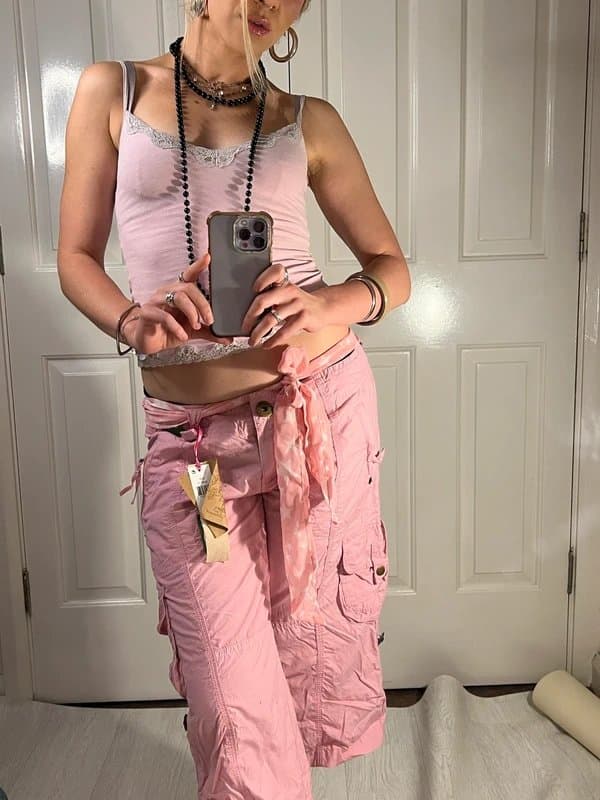 Vintage Dressing 90s deadstock pink cargo capris