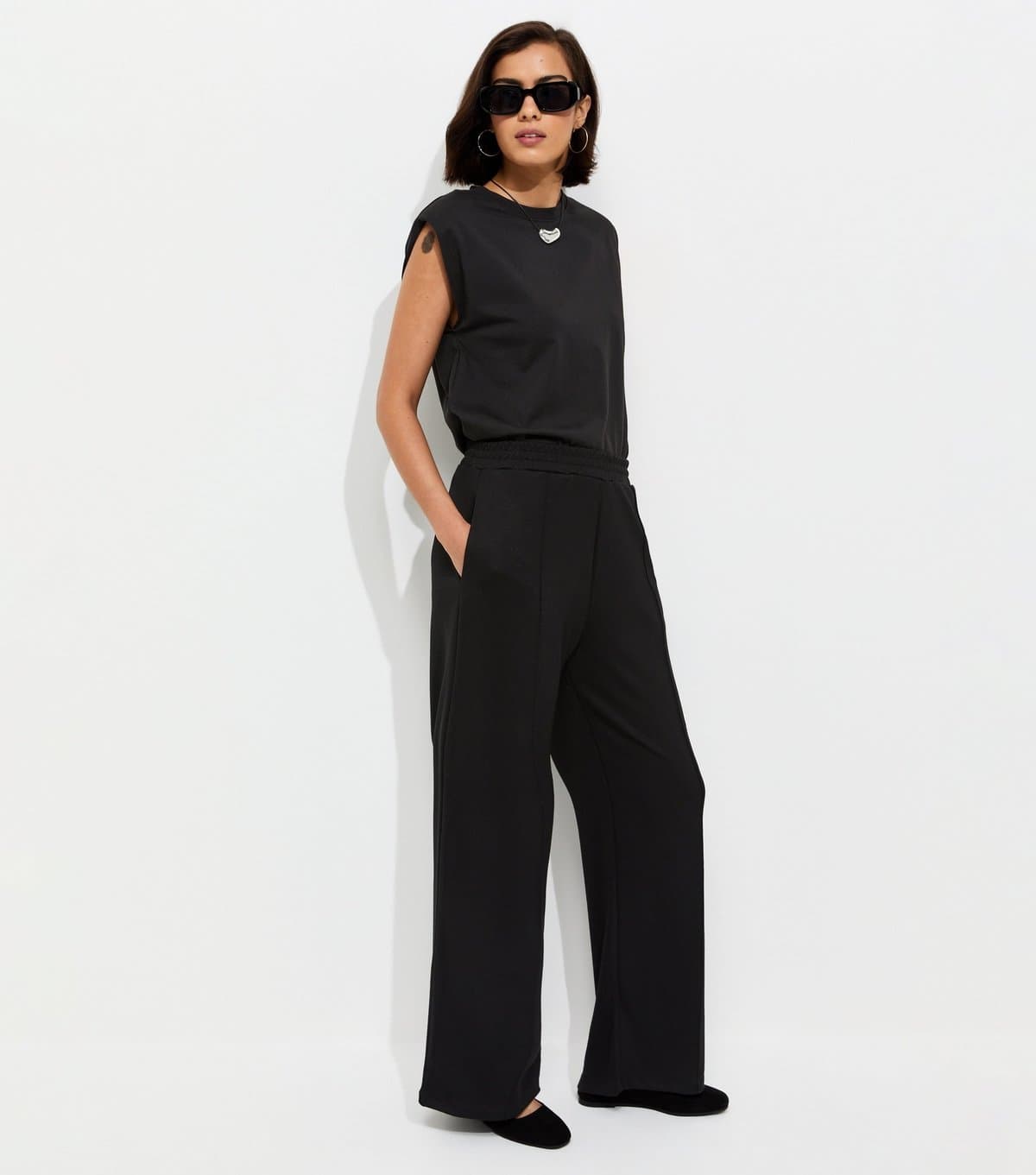 New Look Women's Premium Black Wide Leg Joggers New Look
