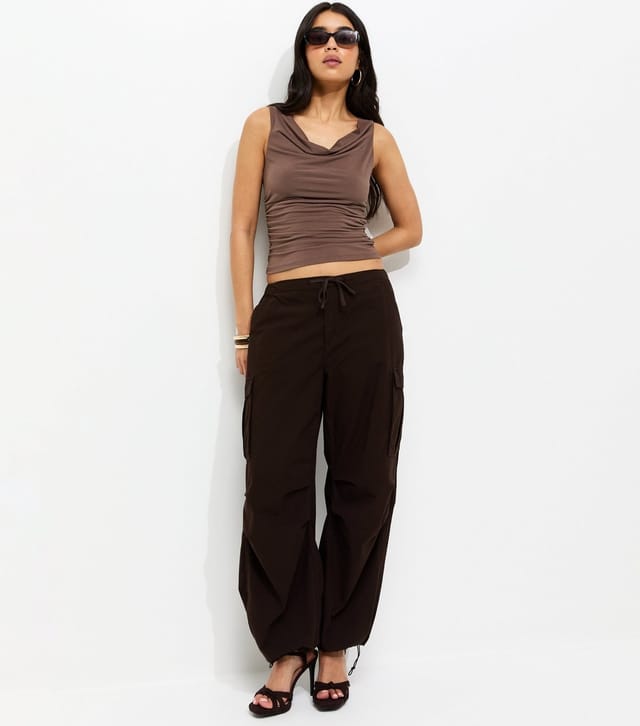 New Look Women's Brown Slinky Jersey Cowl Neck Top New Look - 3