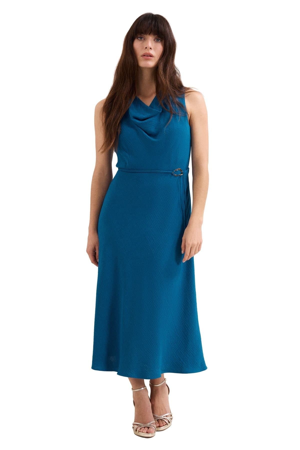 Phase Eight Phase Eight Women's Cassidy Sleeveless Cowl Neck Midi Dress in Turquoise
