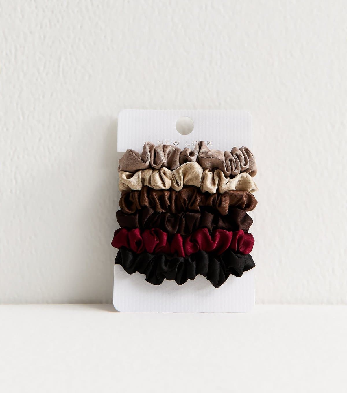 New Look Pack of 6 Neutral Mini Satin Scrunchies New Look