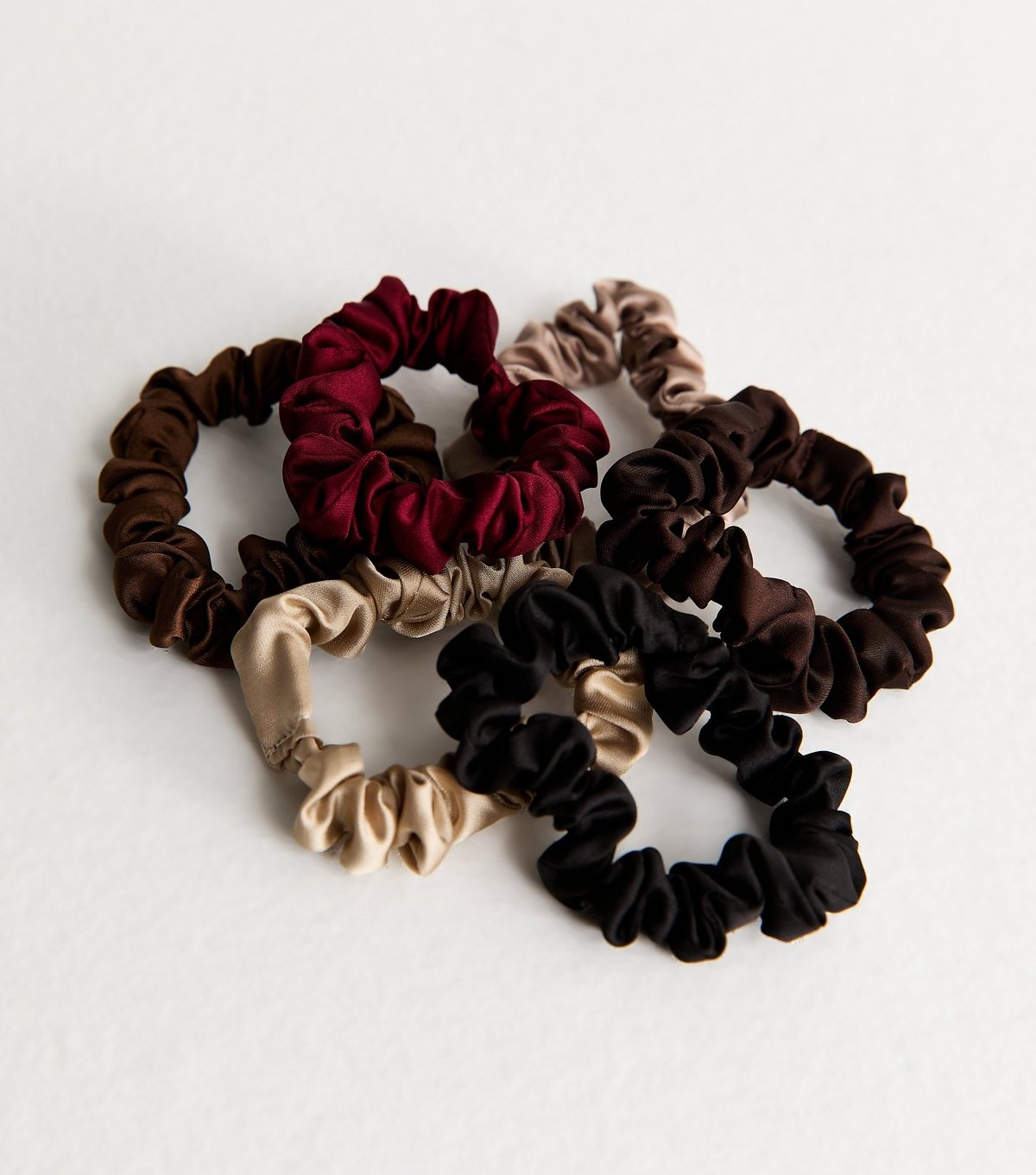 New Look Pack of 6 Neutral Mini Satin Scrunchies New Look - 2
