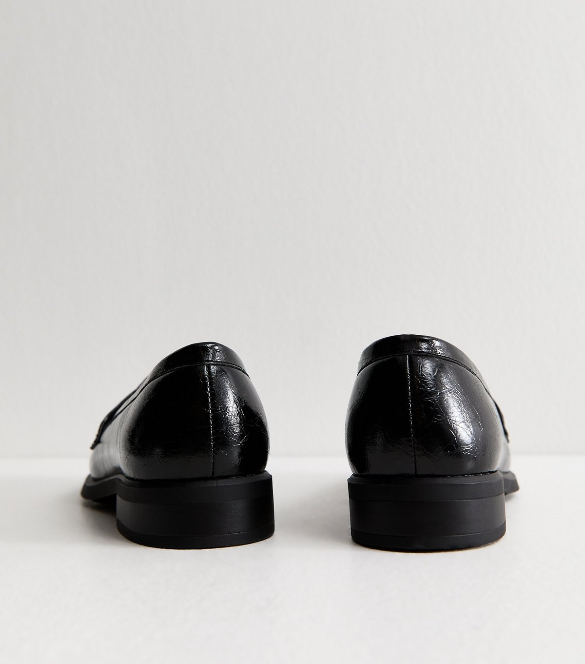 New Look Women's Black Faux Leather Flat Saddle Penny Loafers Vegan New Look - 4