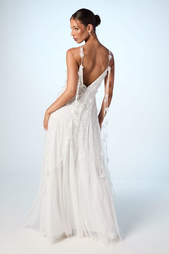 Coast Coast Women's Floral Embellished Tulle Wedding Dress in Ivory - 3