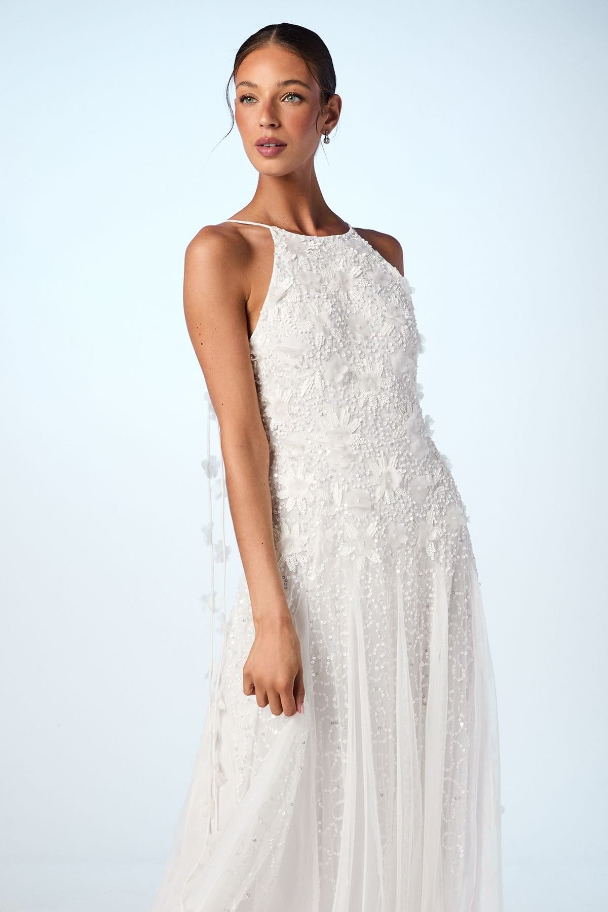 Coast Coast Women's Floral Embellished Tulle Wedding Dress in Ivory - 4