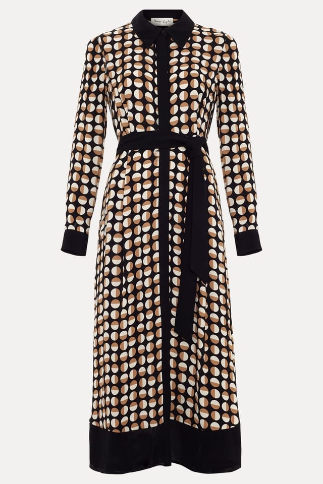 Phase Eight Phase Eight Women's Naomi Spot Tie-Waist Shirt Dress in Camel - 2