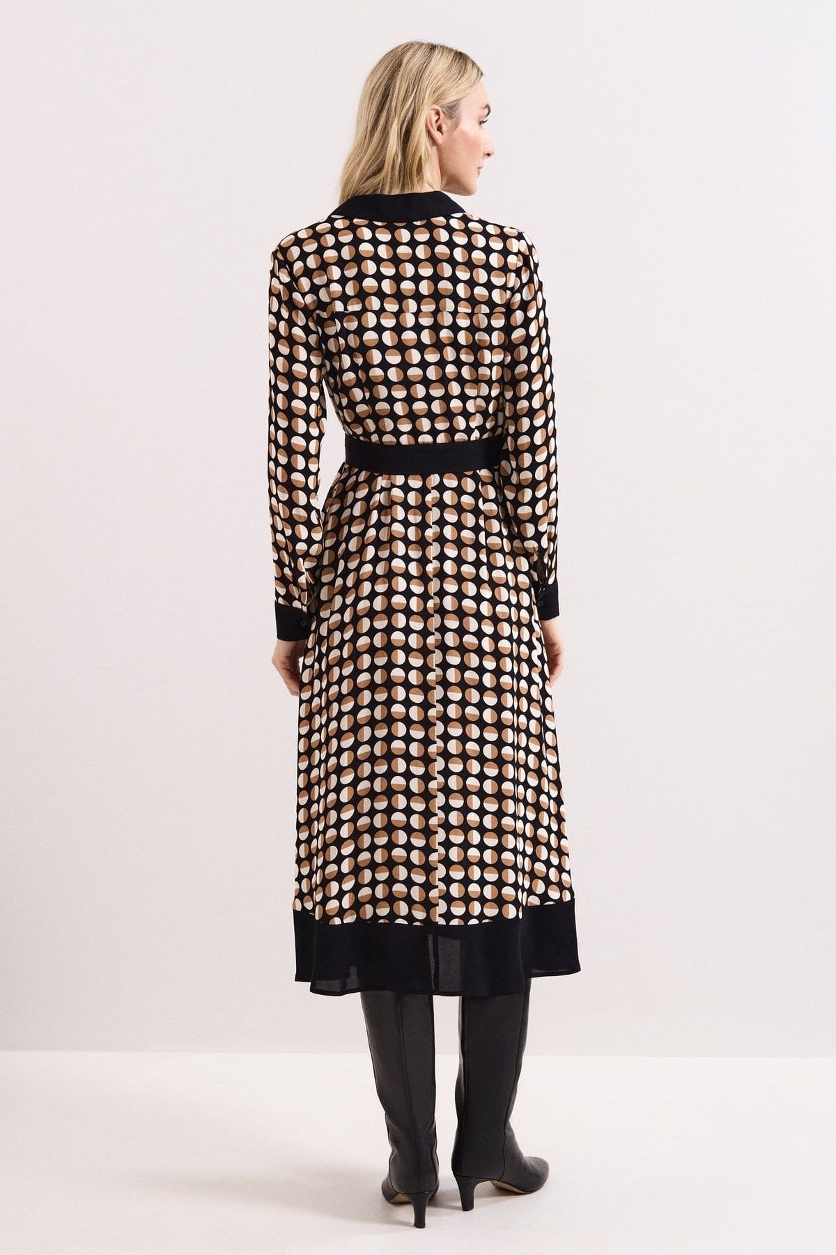 Phase Eight Phase Eight Women's Naomi Spot Tie-Waist Shirt Dress in Camel - 4