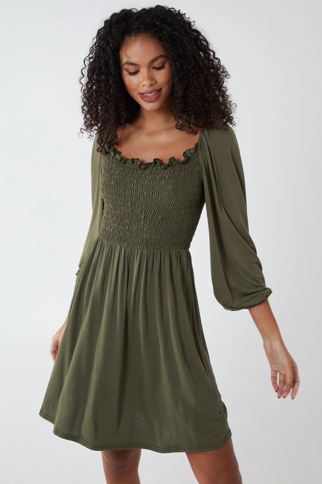 Blue Vanilla Square Neck Gathered Bust Jersey Dress - 4