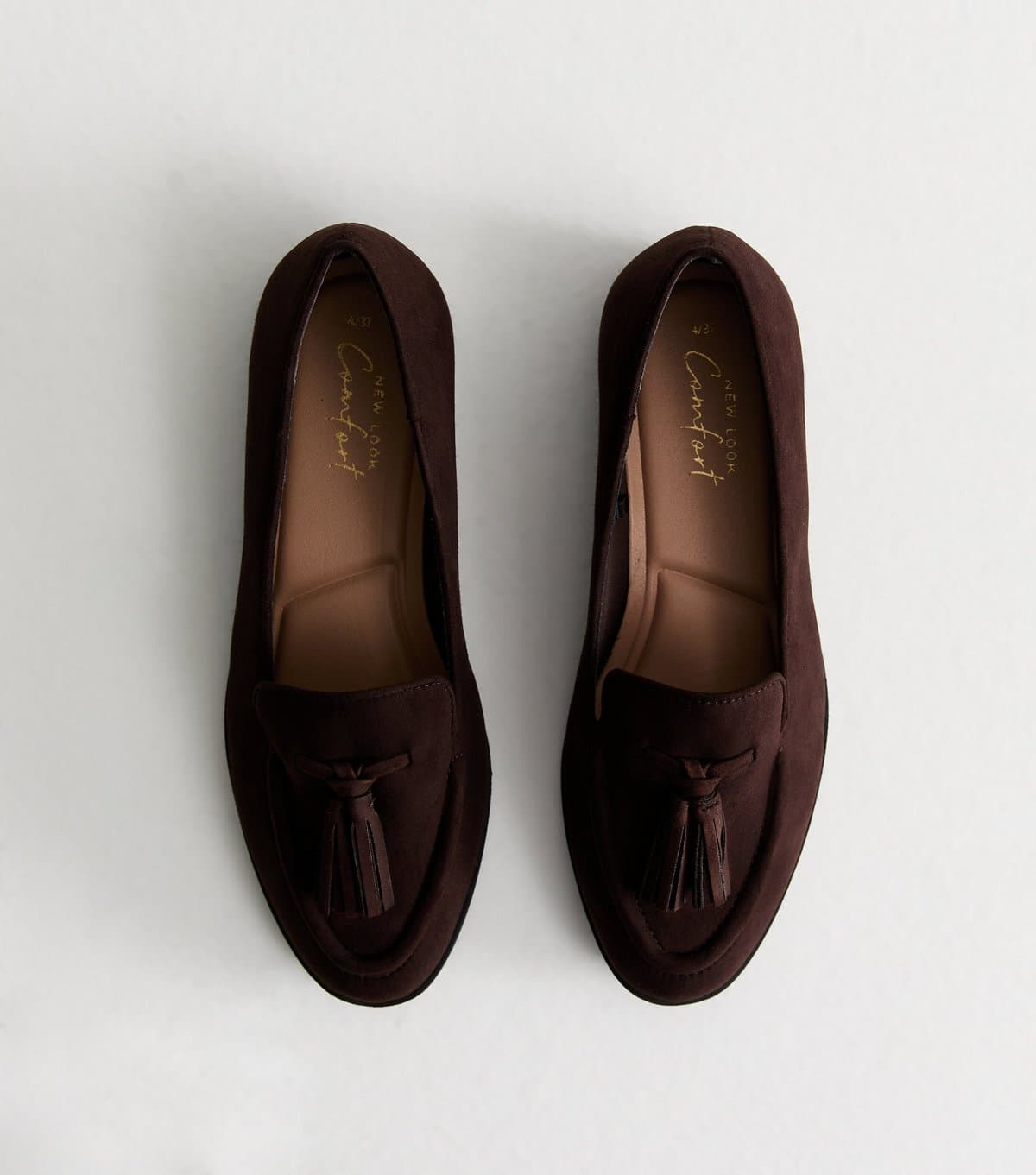 New Look Women's Brown Suedette Tassel Loafers Vegan New Look