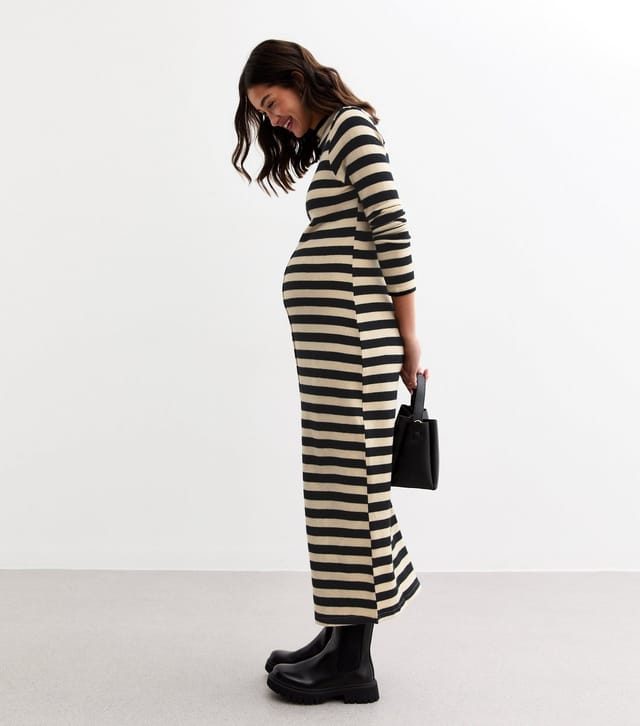 New Look Women's Maternity Black Stripe Knit Midi Dress New Look - 3