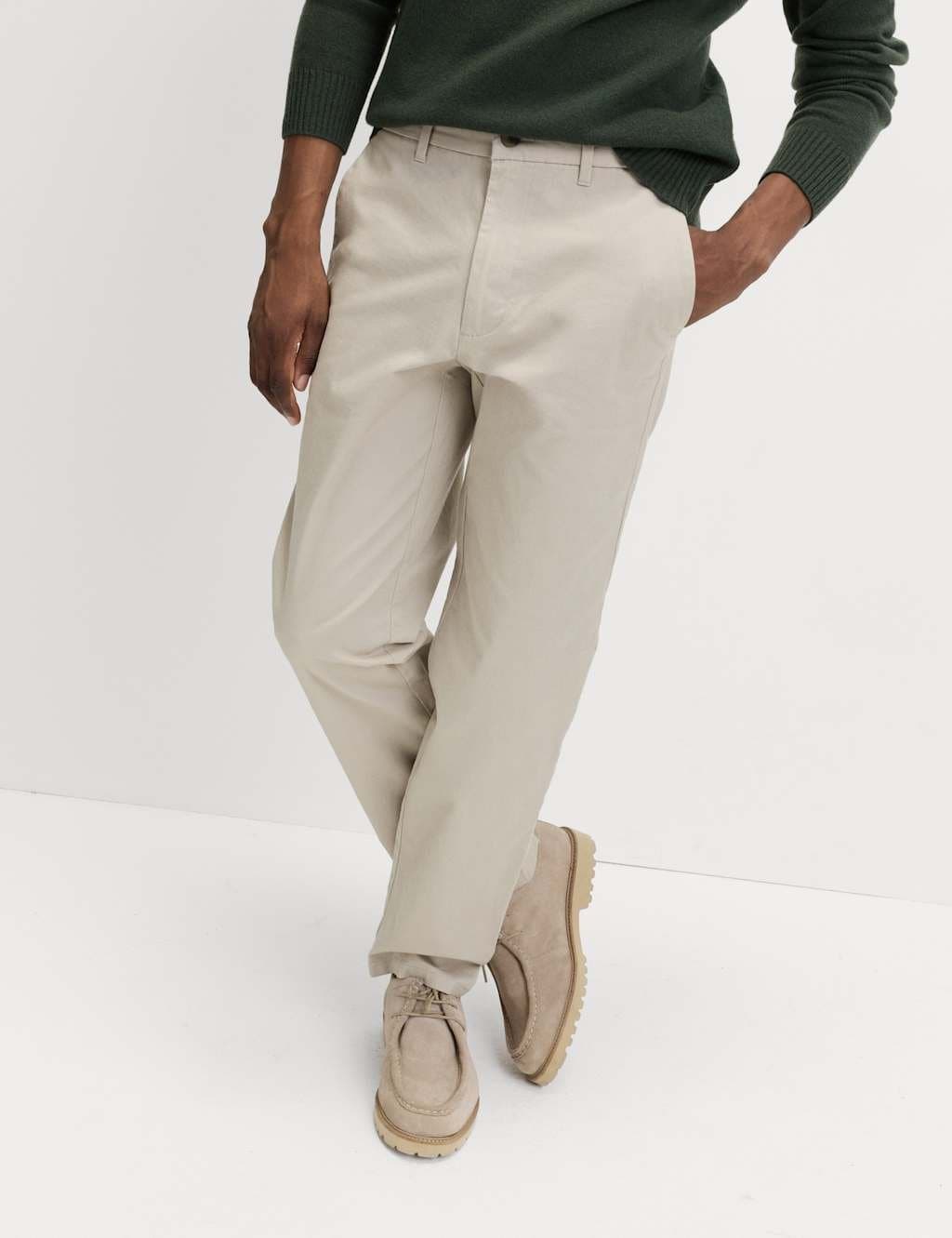 Marks & Spencer M&S Regular Fit Stretch Chinos Medium Beige