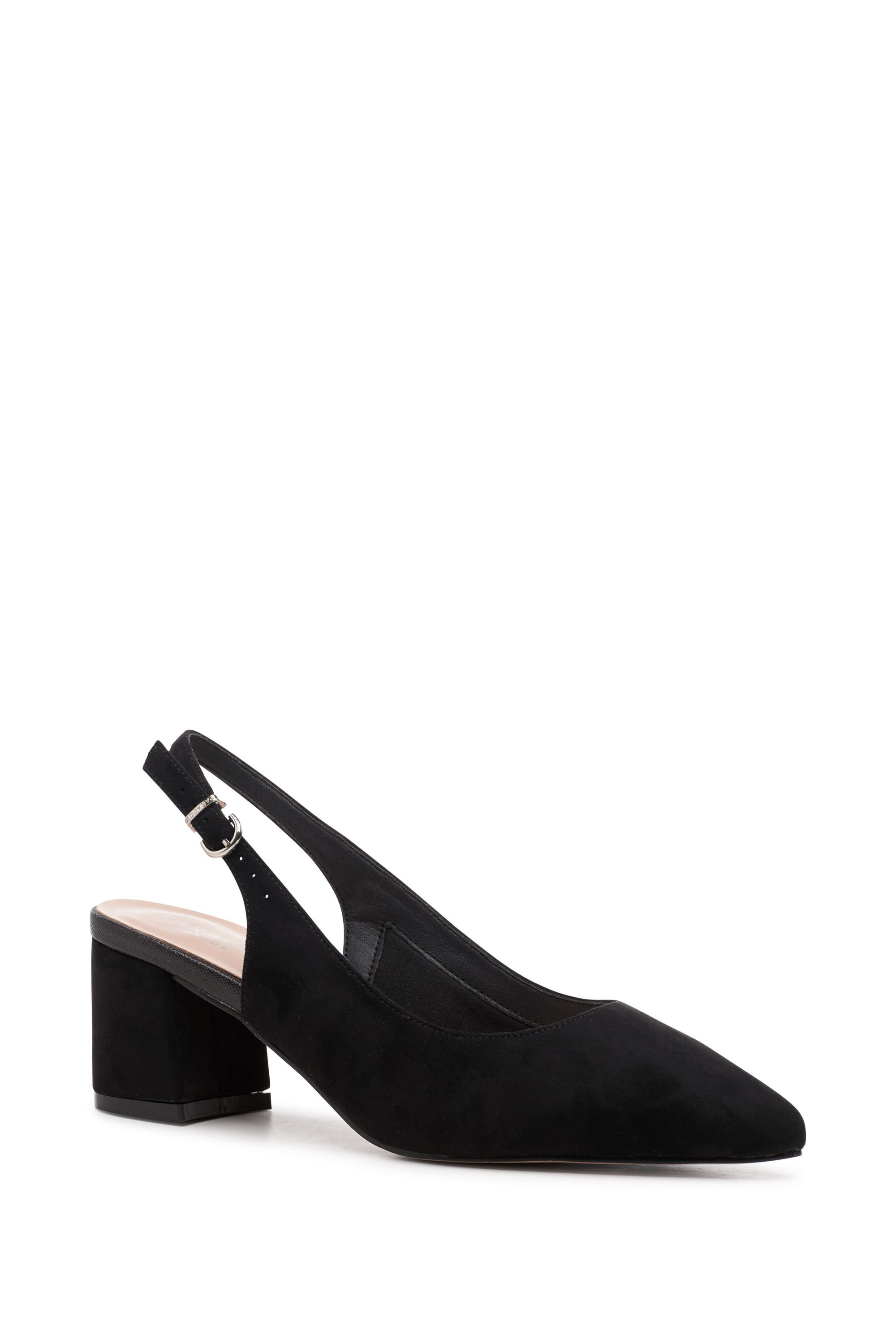 Paradox London Paradox London Women's Wide Fit 'Flynn' Mid Block Heel Sling Back Court Shoes in Black - 2