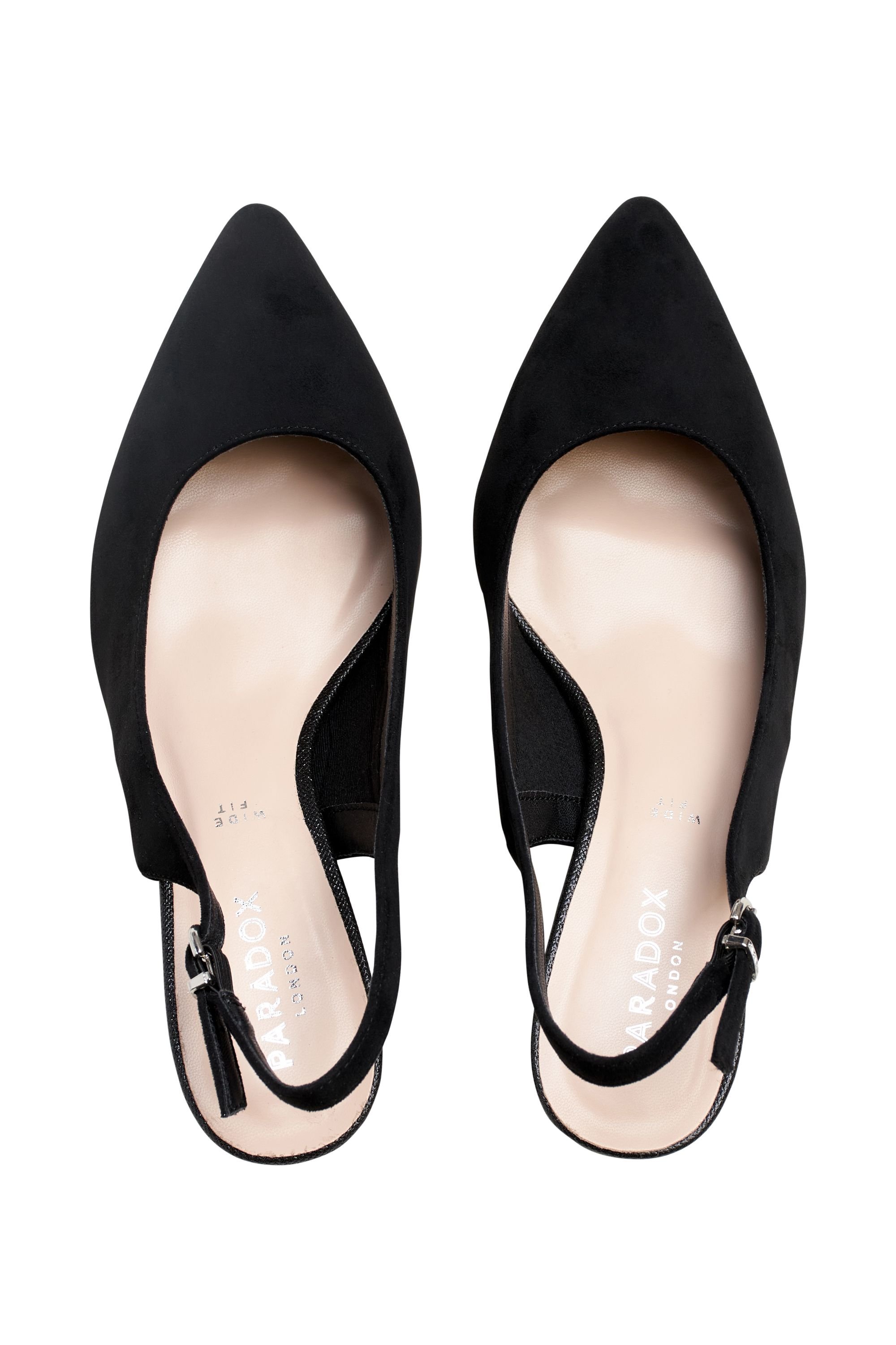 Paradox London Paradox London Women's Wide Fit 'Flynn' Mid Block Heel Sling Back Court Shoes in Black - 3