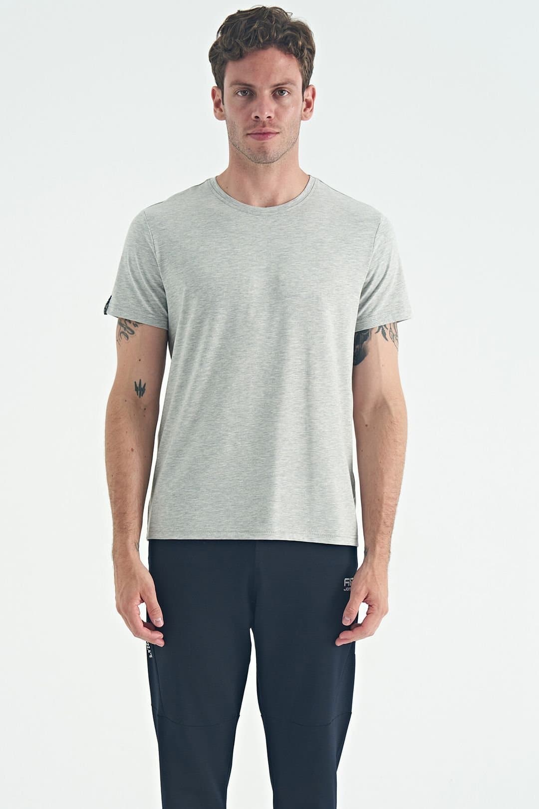 Tommy Life Tommy Life Men's Cotton Elastane Crew Neck T-Shirt in Light Grey