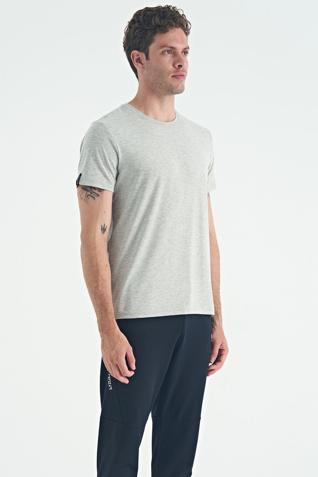 Tommy Life Tommy Life Men's Cotton Elastane Crew Neck T-Shirt in Light Grey - 4