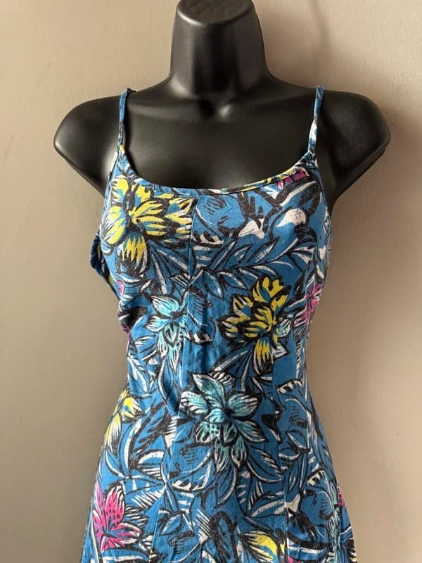 New Look New look 14 Blue Floral Print Summer Dress with Spaghetti Straps
