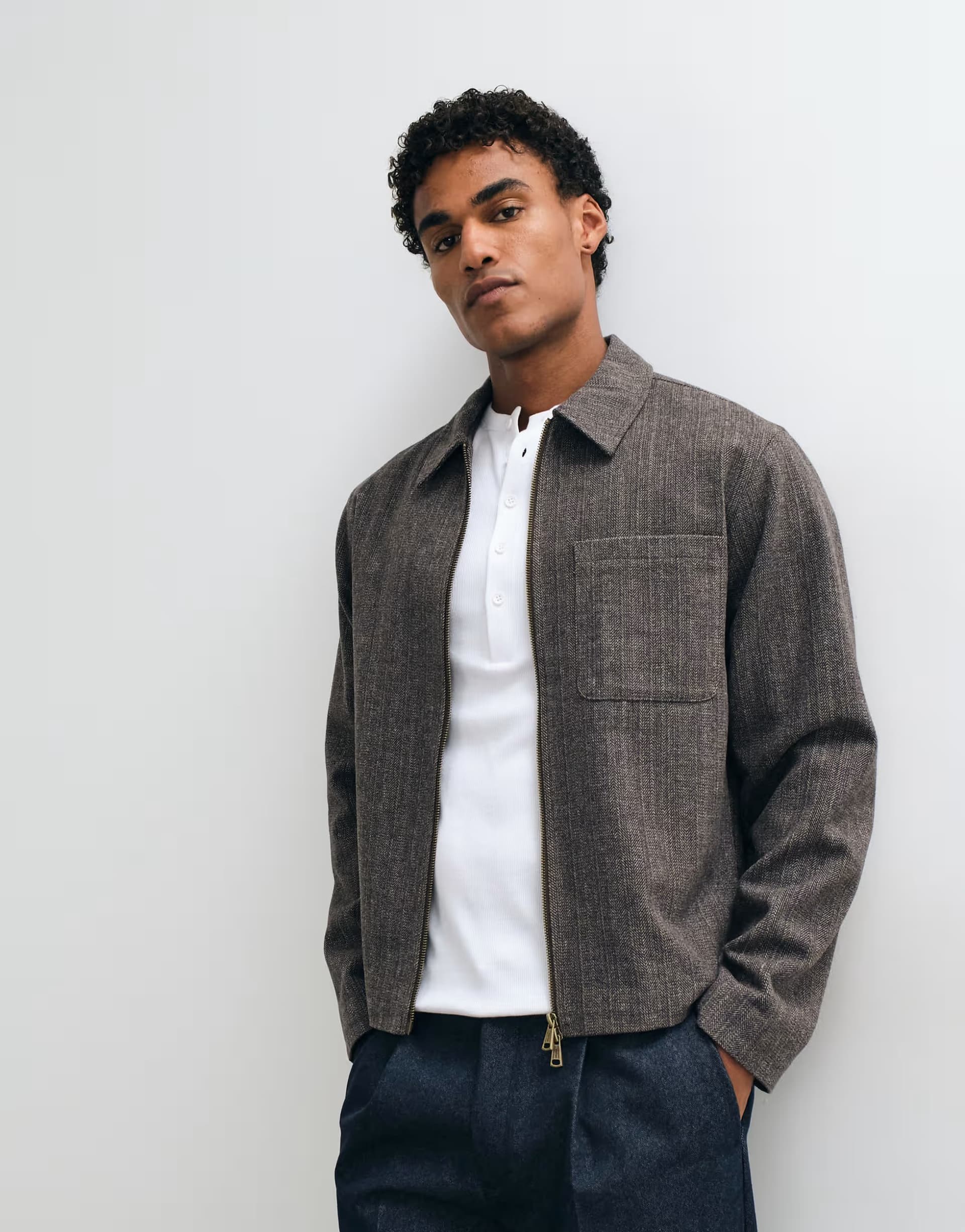 ASOS Jack & Jones double zip short jacket in brown