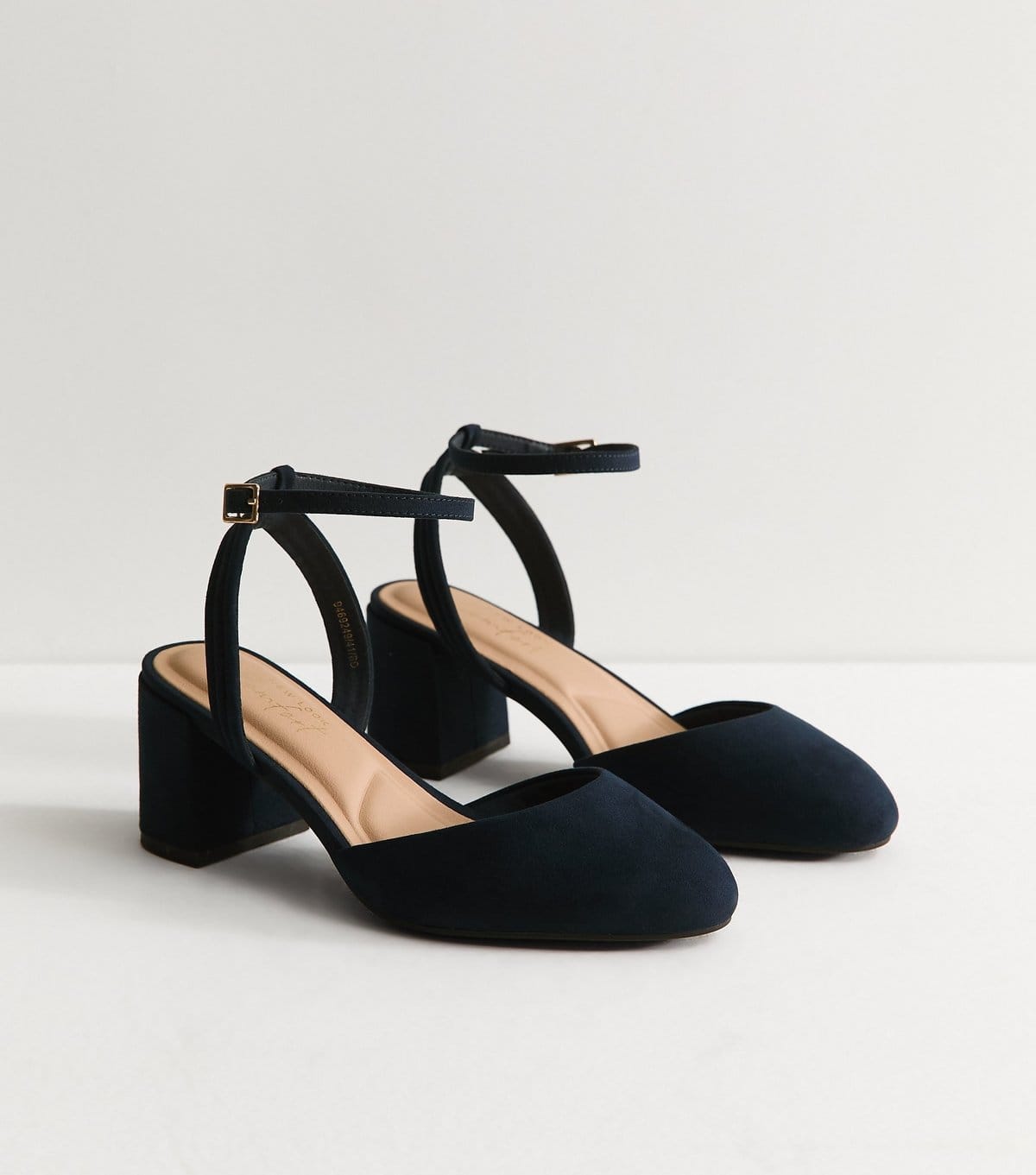 New Look Women's Wide Fit Navy Faux Suede Block Heel Sandals Vegan New Look - 4