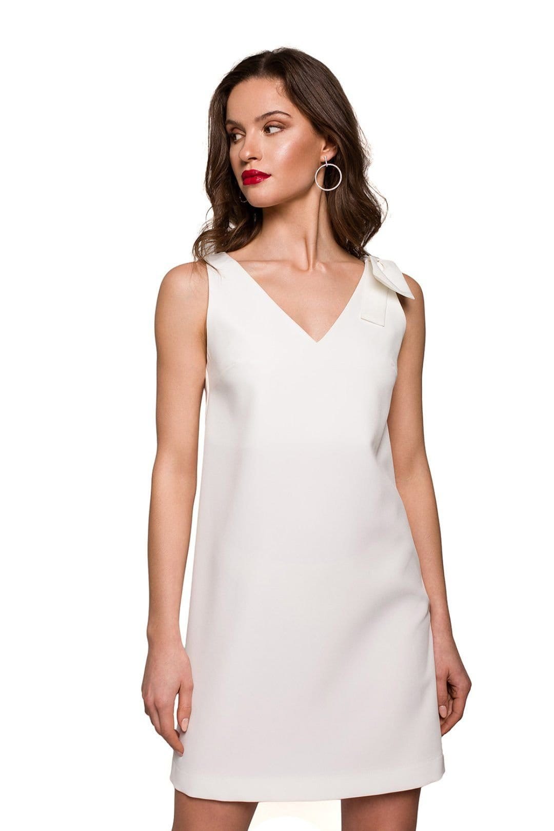 Love Lace Off-White Trapeze Day Dress with Shoulder Bow