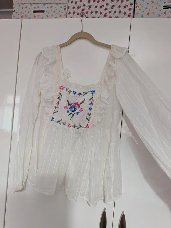 ASOS ASOS white embroided floral blouse