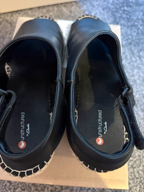 Clarks Stunning black real leather wedges heels Clarks originals size
