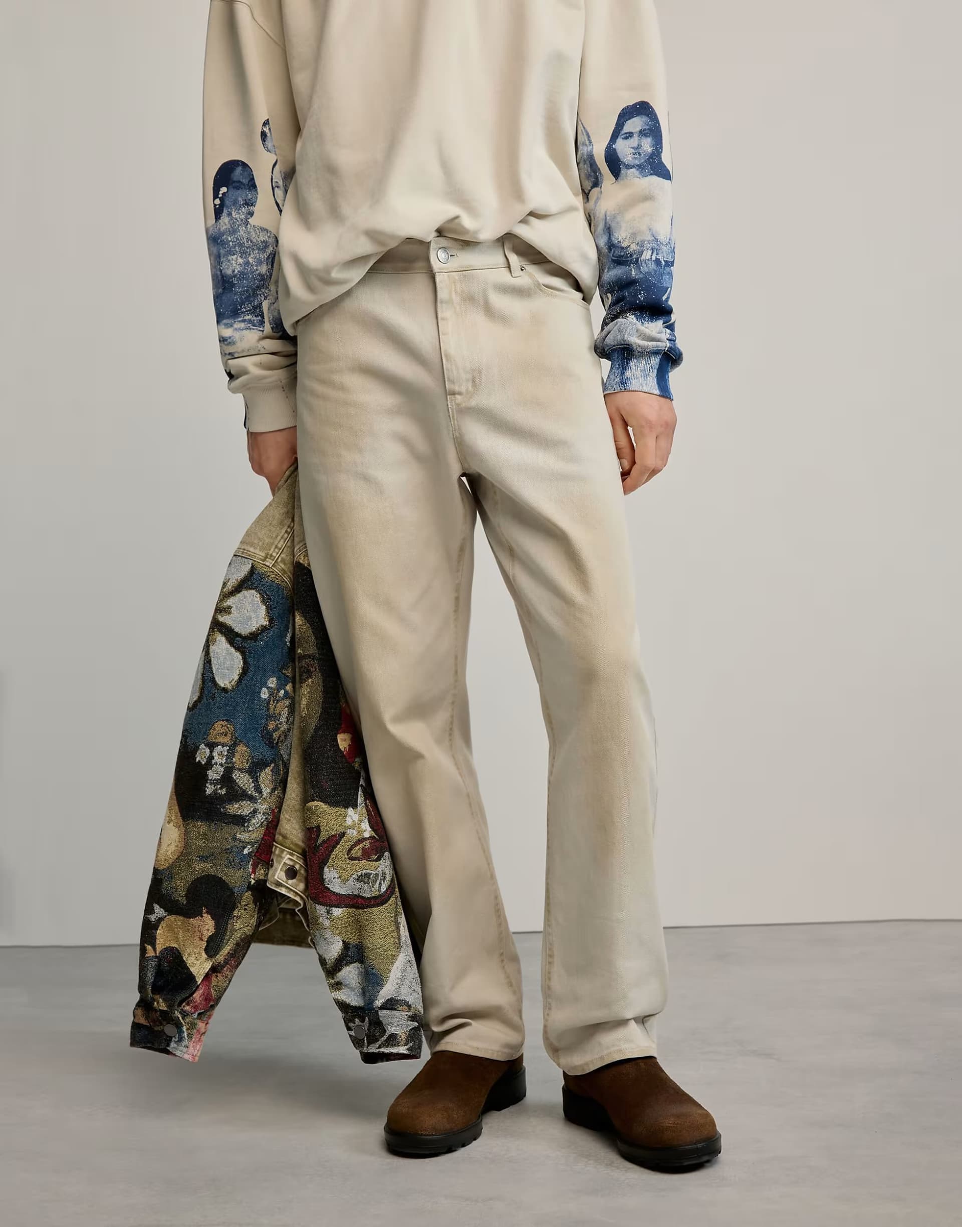 ASOS Desigual Plain long trousers in beige