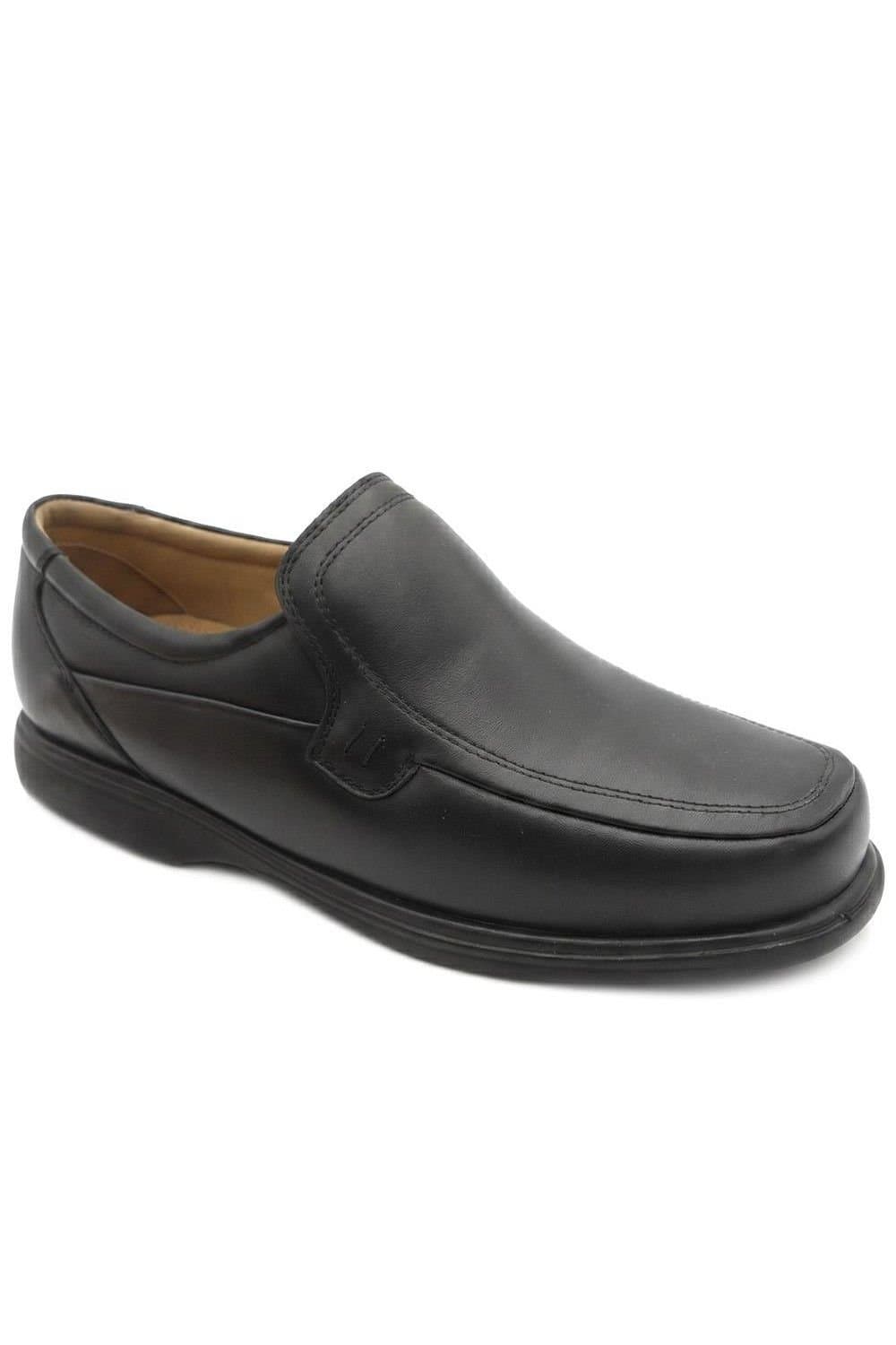 Pavers Pavers Men's Wide Fit Smart Leather Slip On Shoes in Black